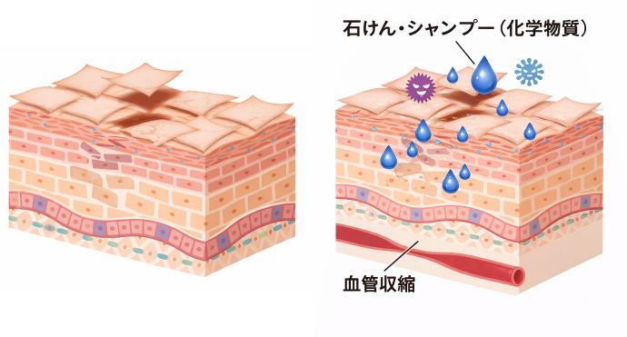化学洗剤による肌バリアの崩壊